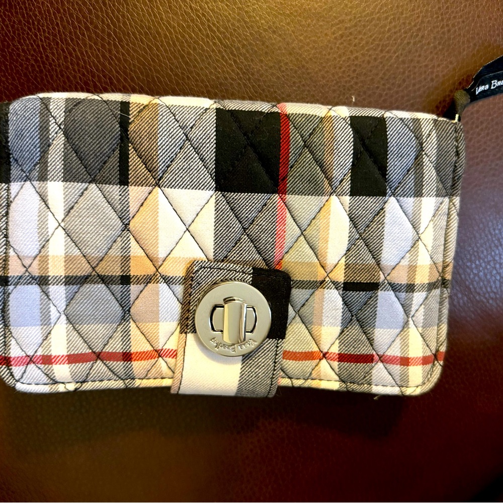 Vera Bradley Women's Turn Lock Wallet In plaid Quilted Fabric